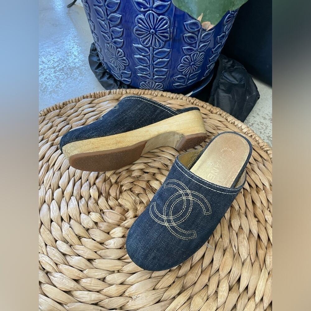 CHANEL Denim Clogs Miles size 35 5 - Picture 6 of 9